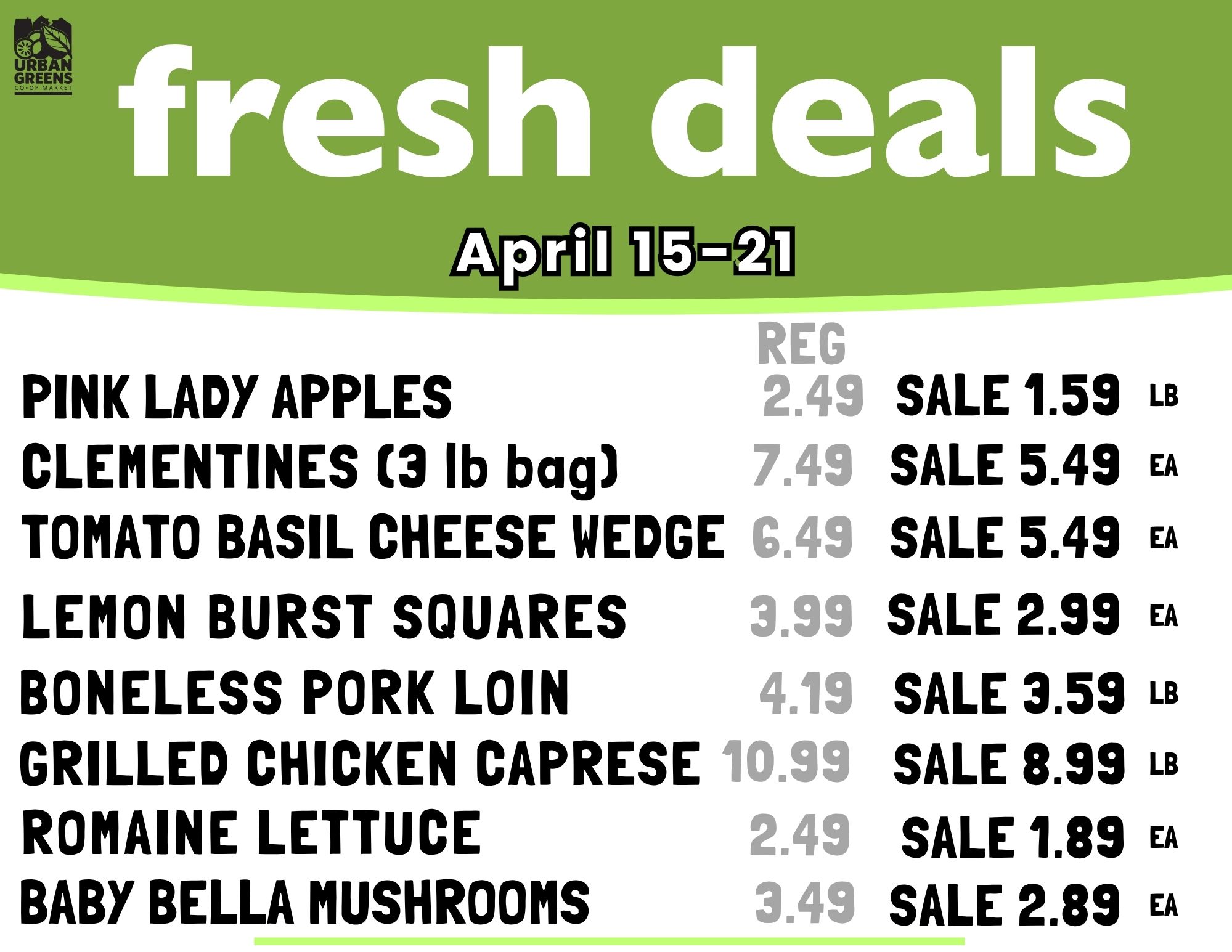 Fresh Deals Change Every Wednesday
