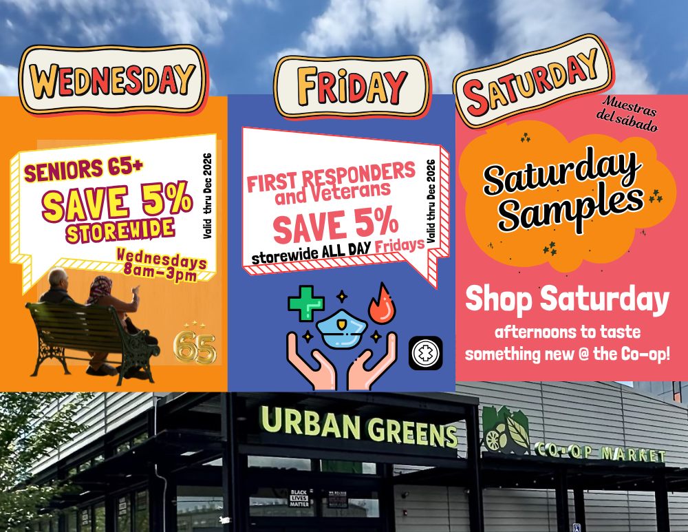 Senior Discounts, First Responder Discounts, and Saturday Samples