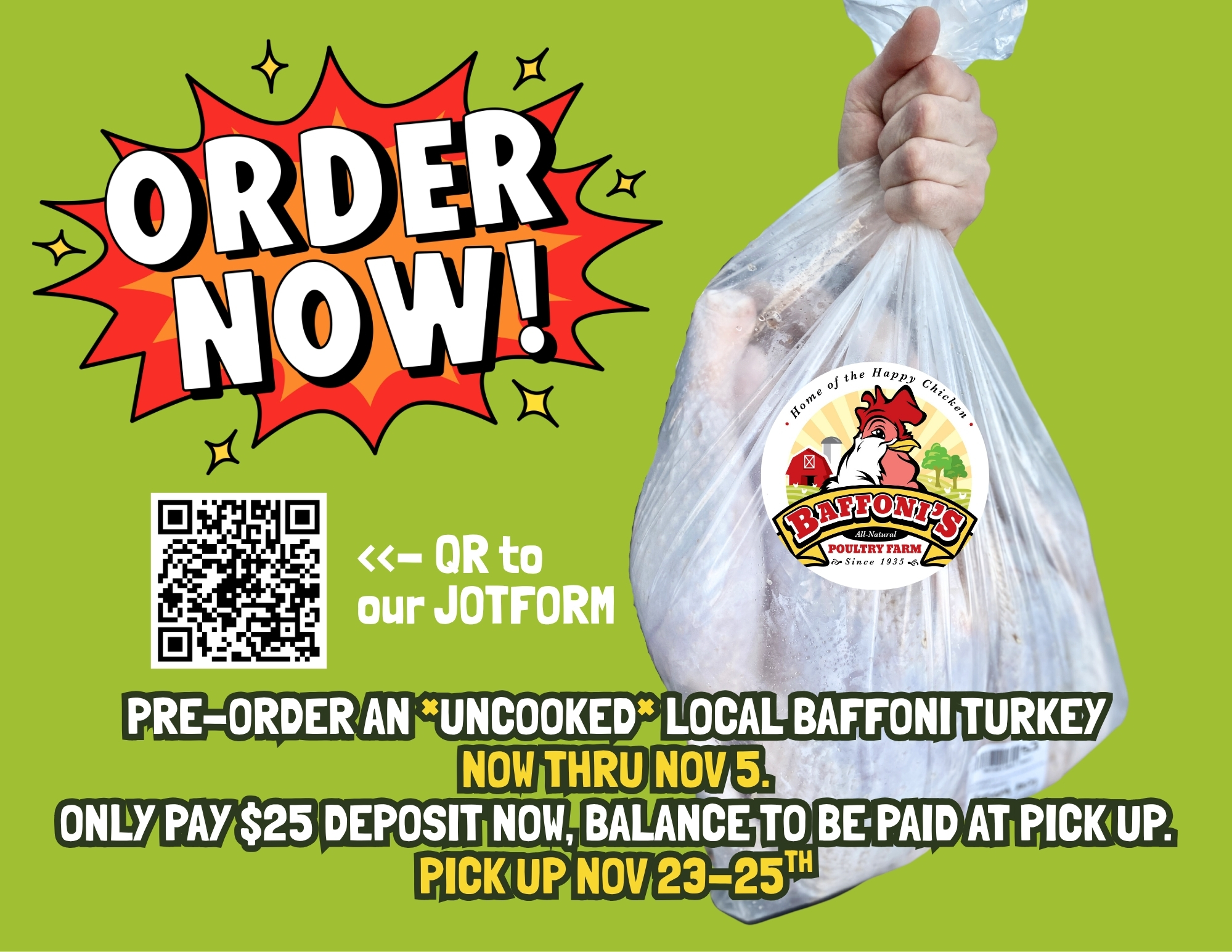 Reserve your turkey with a pre-order.